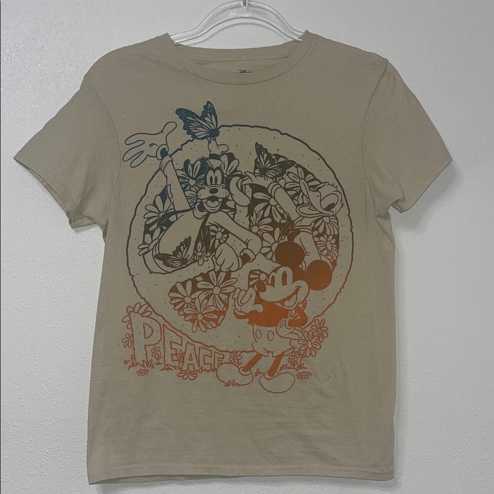 Disney Tan T-Shirt with Mickey + Donald and Goofy Graphic